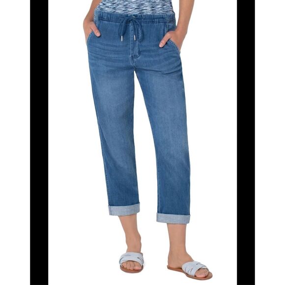 Liverpool The Rascal Tie Front Jean Tapered Leg Button Fly Cotton Vernon 16/33 - Picture 2 of 14